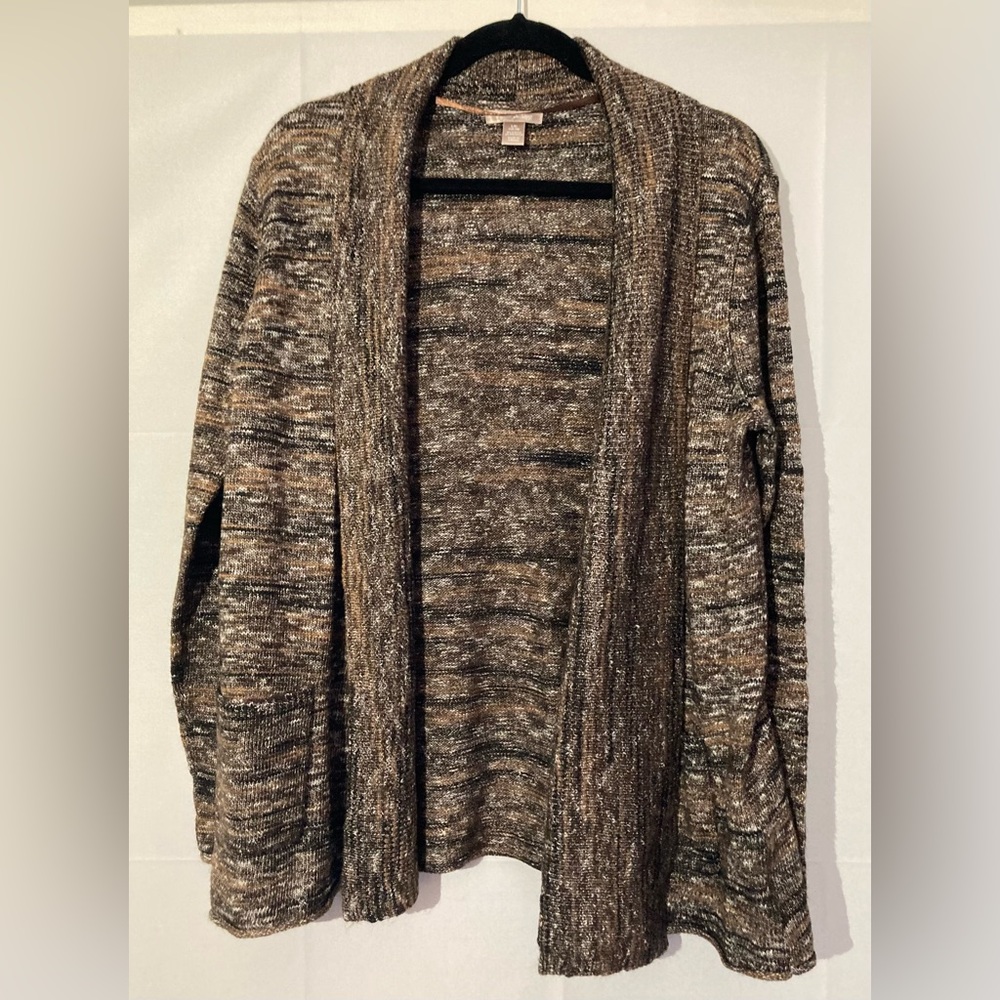 White Stag Women’s Brown/Black Long sleeve Cardigan sweater, Size Large
